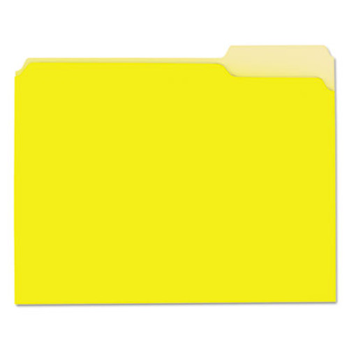 Recycled Interior File Folders, 1/3 Cut Top Tab, Letter, Yellow, 100/Box