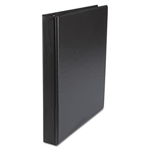 Suede Finish Round Ring Binder, 1" Capacity, Black, 4 per Pack