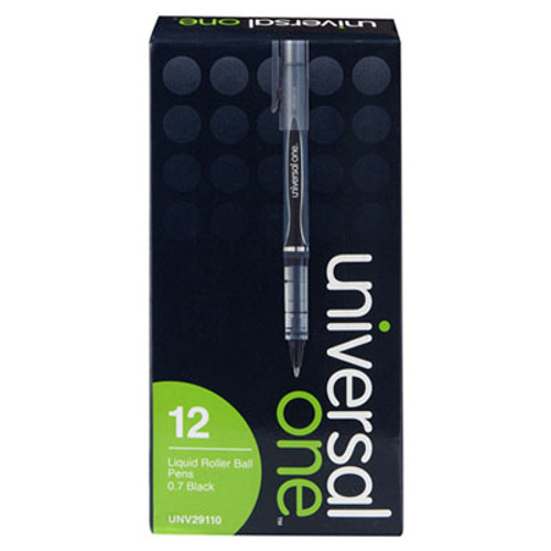 Roller Ball Stick Liquid Pen, Black Ink, Fine, Dozen