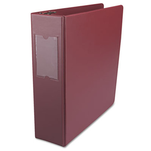 Suede Finish Round Ring Binder With Label Holder, 3" Capacity, Burgundy