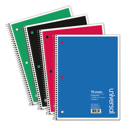 1-Sub. Wirebound Notebook, 8 x 10-1/2, College Ruled, 70 Sheets, Assorted Cover