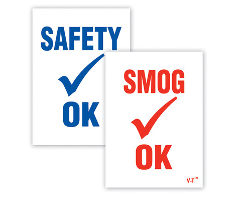 Static Cling Inspection Sticker - Safety/Smog (Face Stick), 2 1/2" x 3 1/2", 100 Per Pack