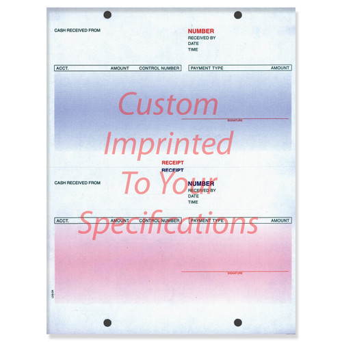 Laser Cash Receipt for Era System  - (Imprinted) - 1 Color, 8 1/2" x 11", 500 Per Pack