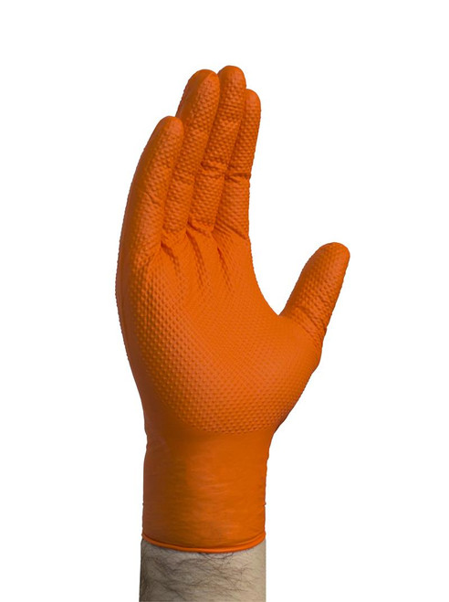 Premium Heavy Duty Orange Nitrile Gloves (Powder Free) (8 mil), Medium - Large - Extra Large - Extra Extra Large, 100 Gloves Per Box