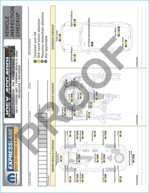 JA-AG - Multi-Point Inspection Sheet, Custom, 2-Part, Qty 250