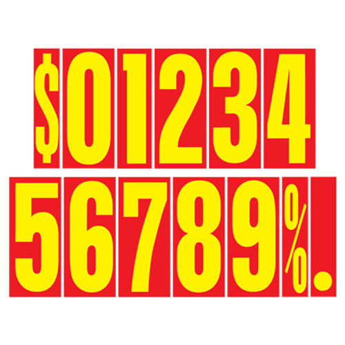 9 1/2" Yellow & Red Adhesive Windshield Numbers