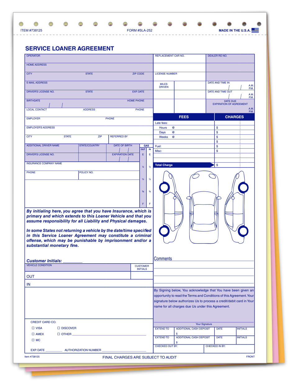 automotive-service-products-738125-service-loaner-agreement-sla-252-4-part-qty-100