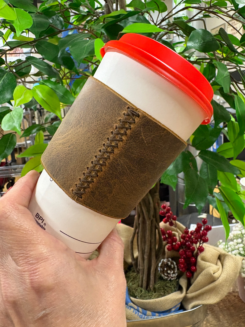 Java Jacket - Leather Cup Holder - The Creemore Coffee Company Inc.