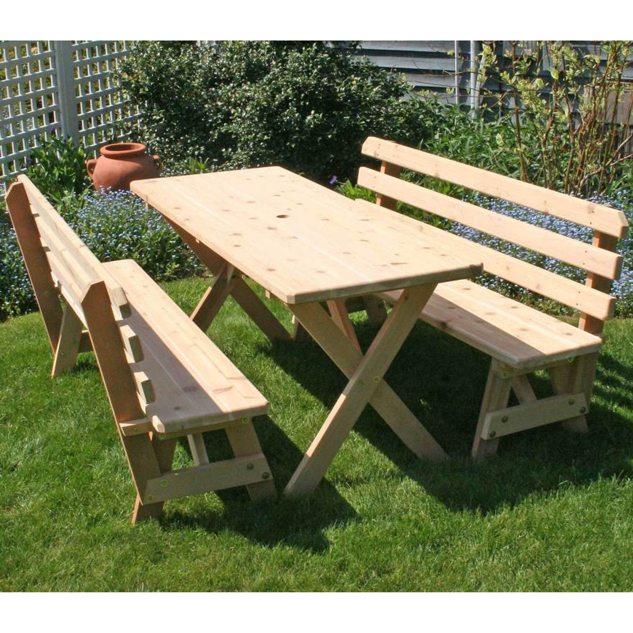 Cedarwood Cross Legged Picnic Table With Two Backed Benches 42  50267.1646930125 ?c=1