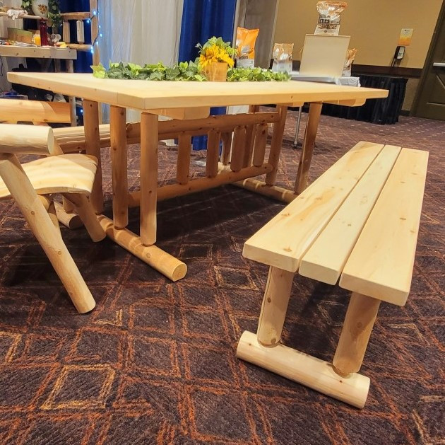 Log Style Dining Set Multiple Sizes Rustic Outdoor Table for Sale