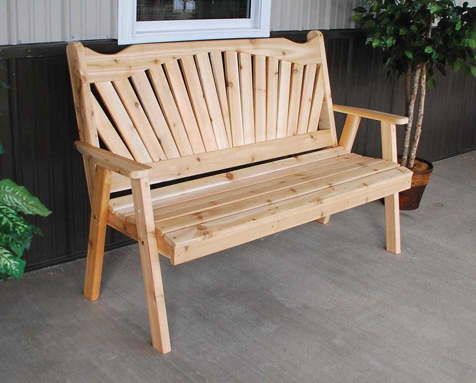 Fan Back Cedar Garden Bench