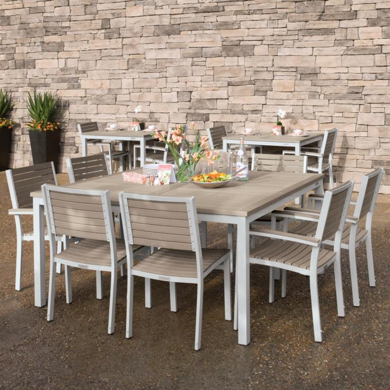 Oxford Garden Travira Tekwood 8 Seat Square Dining Set