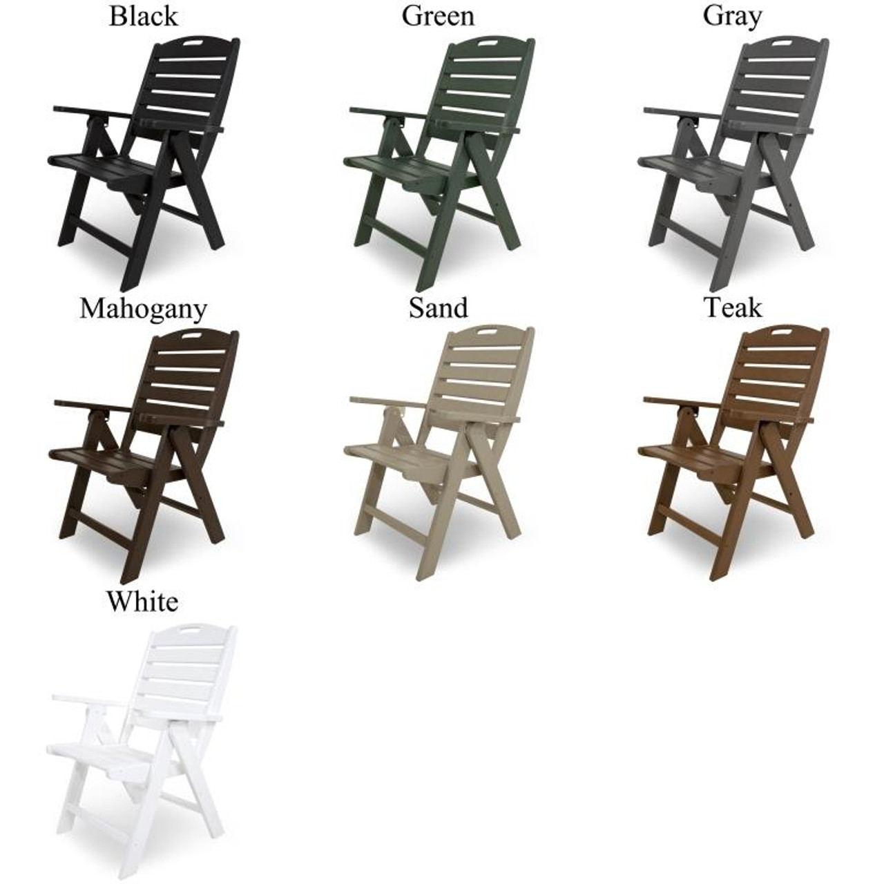 POLYWOOD Nautical High Back Reclining Folding Chair