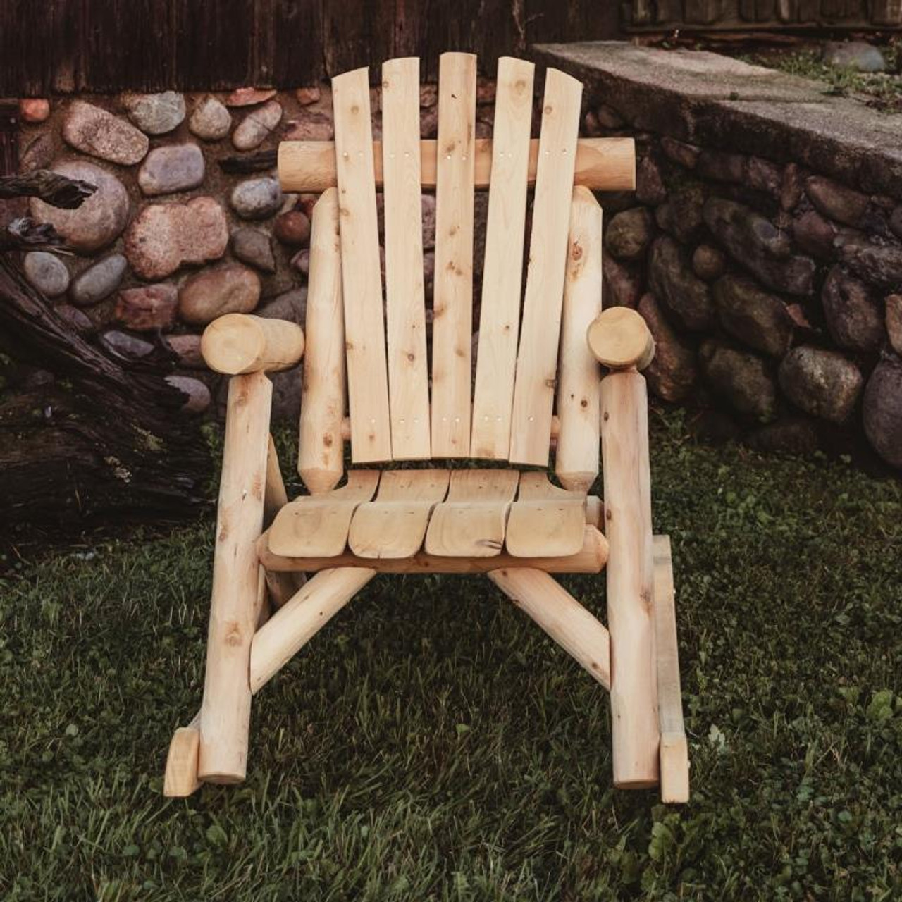 Rustic White Cedar Log Lounge Chair Patio Chair