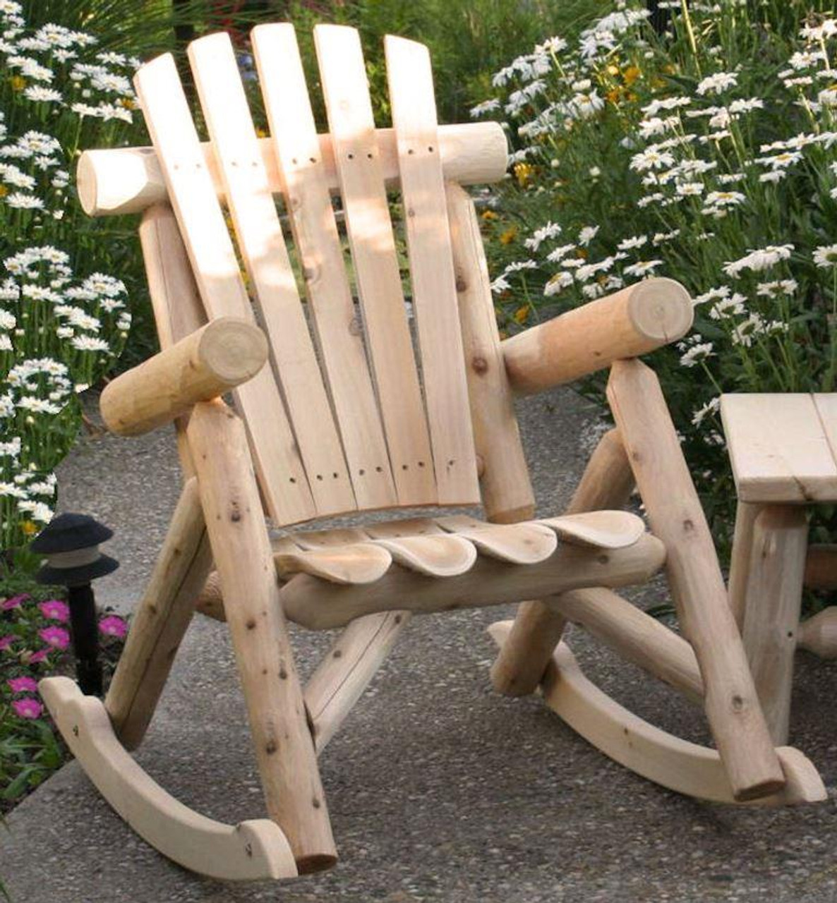 Rustic Outdoor White Cedar Log Rocking Chair Unfinished