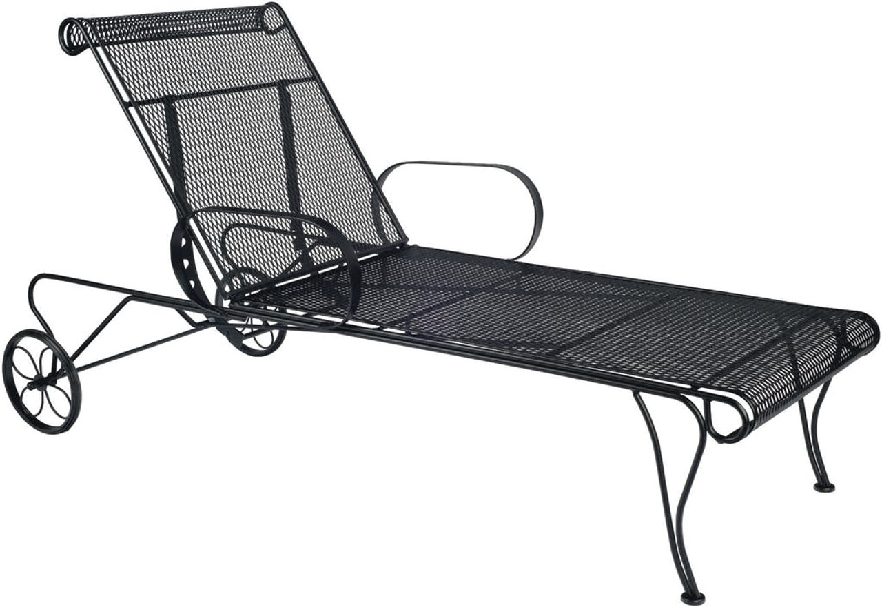 Black wrought iron chaise shop lounge