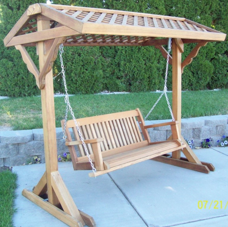 Cedar Yard Swing Frame with Roof | Covered Yard Swing