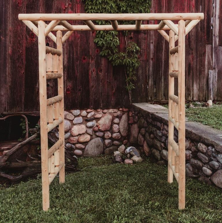 Log Style Cedar Garden Arbor - Thumbnail 2