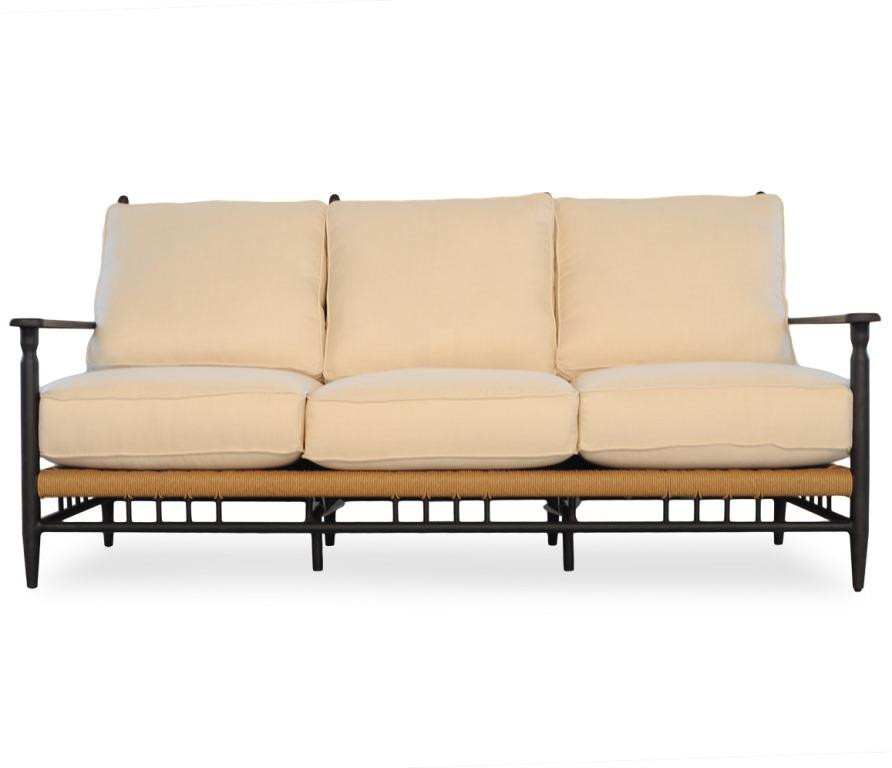 Lloyd Flanders Vinyl Wicker Low Country Sofa - Thumbnail 2