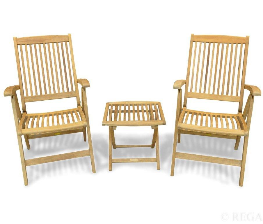 Regal Teak Folding Chair Set & Side TableOutdoor Wood Furniture for Sale