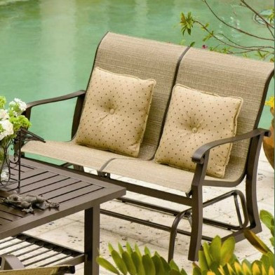 Woodard Cortland Sling Love Seat Glider Patio Gliders for Sale