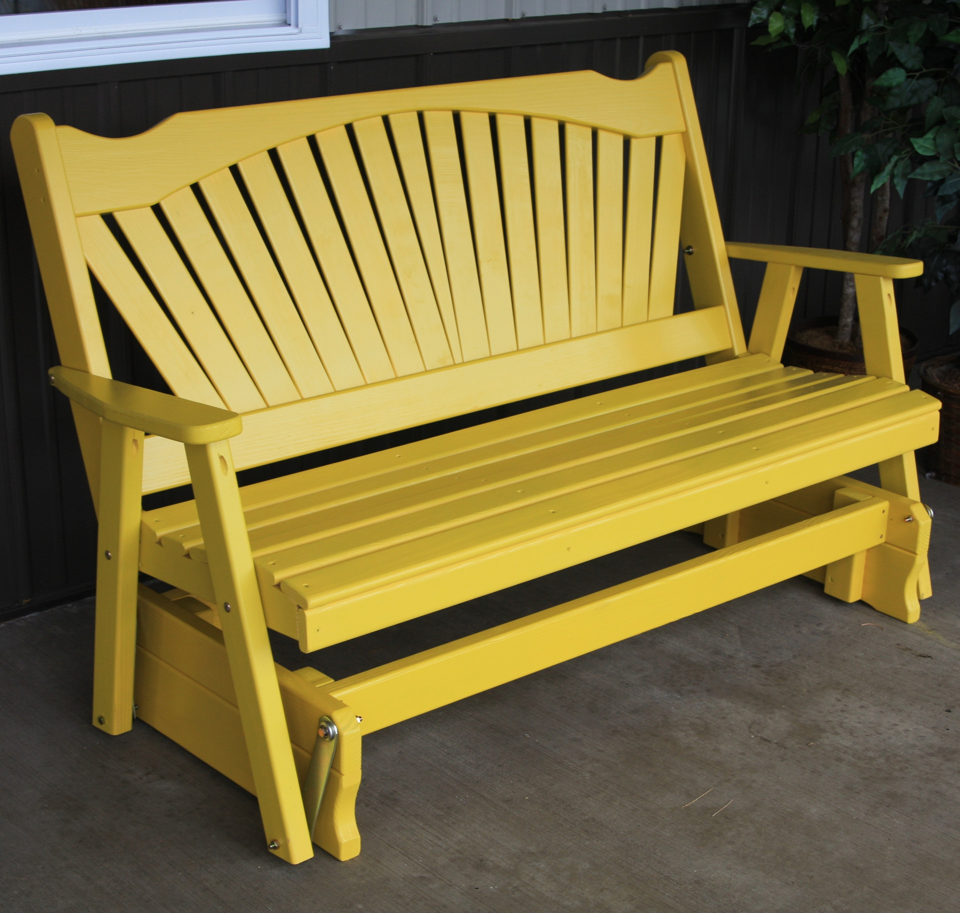 Wood Fanback Outdoor Glider Bench 4 , 5 or 6