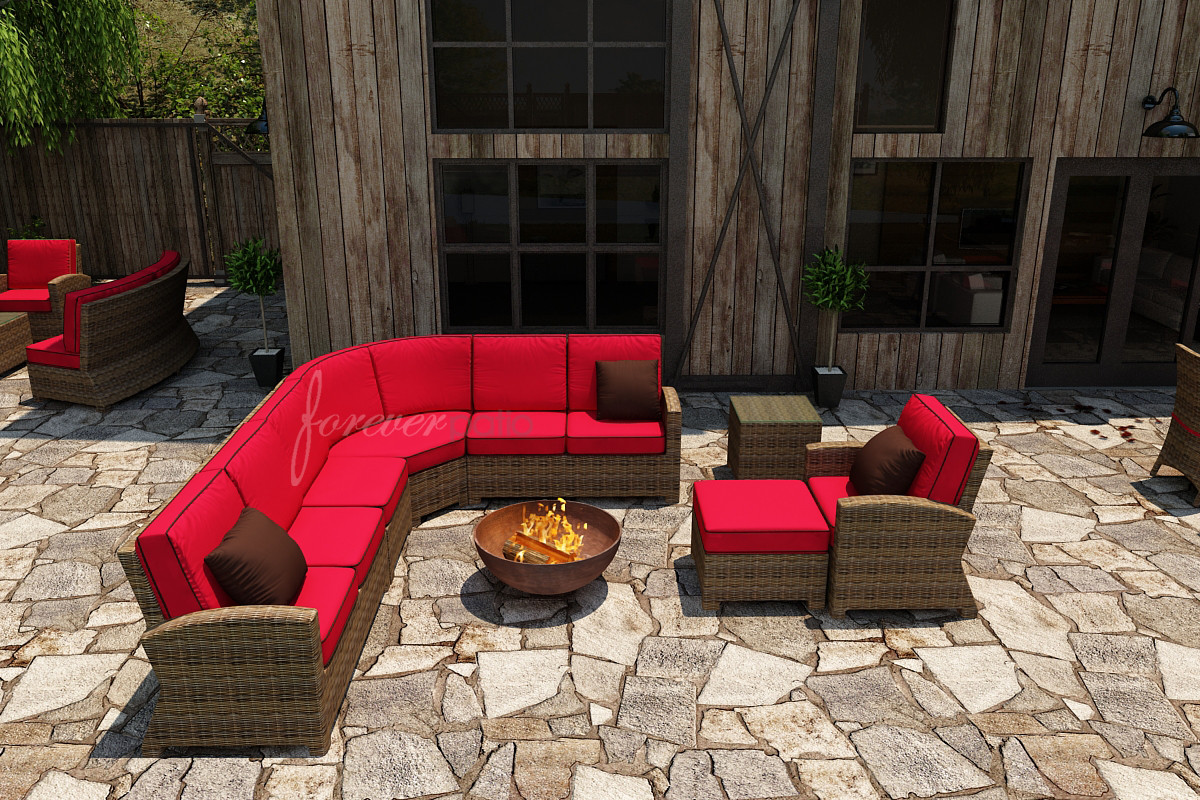 Forever Patio Cypress Wicker Plush Sofa Sectional 7Pc