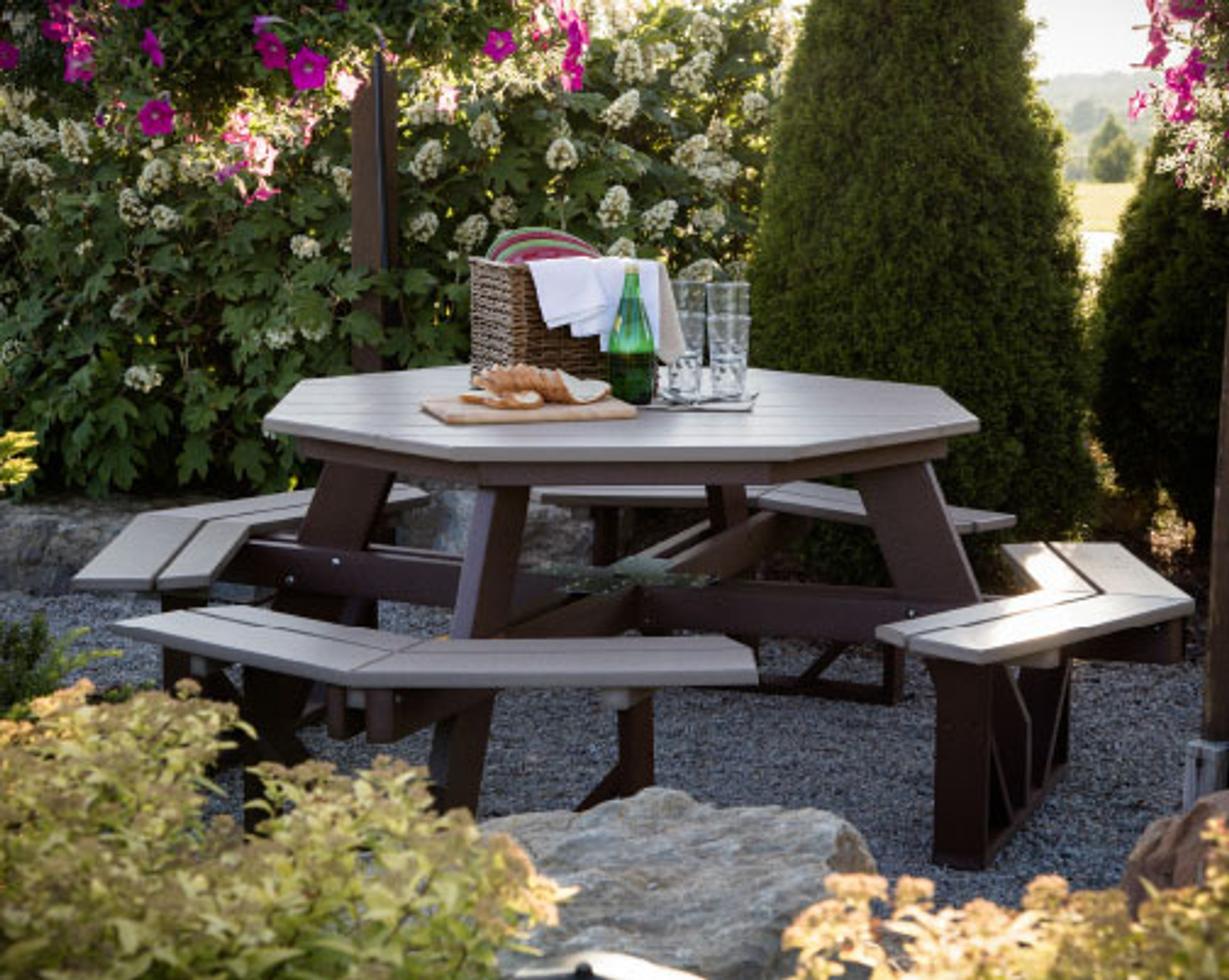 Resin Octagonal Wood Picnic Table Octagon Outdoor Table