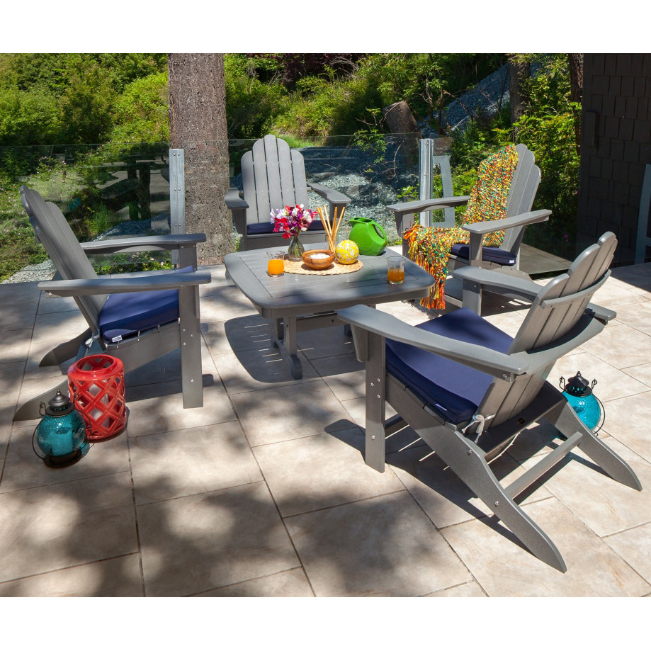 Polywood Conversation Adirondack Chairs (Set of 4) & Table