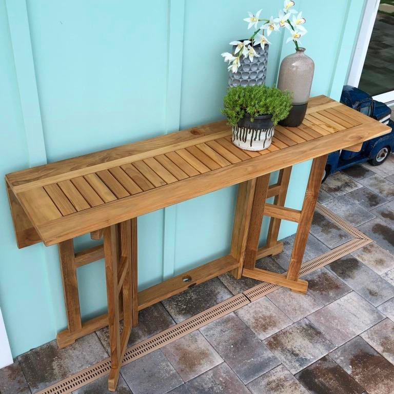 64" Teak Rectangular Drop Leaf Table Outdoor Furniture Plus