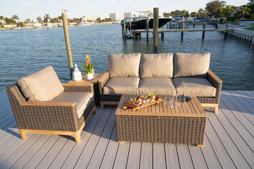 Royal Teak Boca Wicker Deep Seating Set Honey