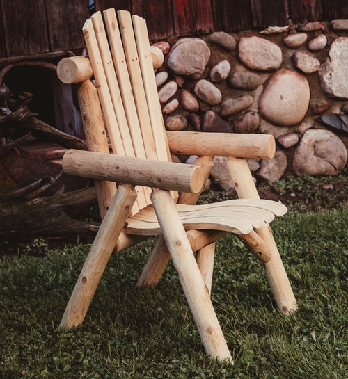 Rustic White Cedar Log Lounge Chair - Patio Chair