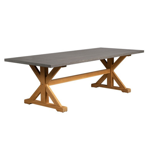 Lloyd Flanders 94" Teak Trestle Dining Table