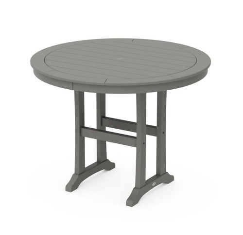 POLYWOOD Nautical 48" Round Counter Trestle Table Slate Gray