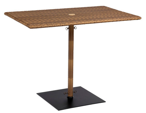 Woodard Wicker Pedestal Umbrella Table - Mocha Weave
