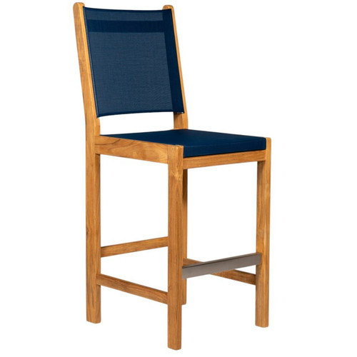 Teak & Sling Bar Chair - Navy