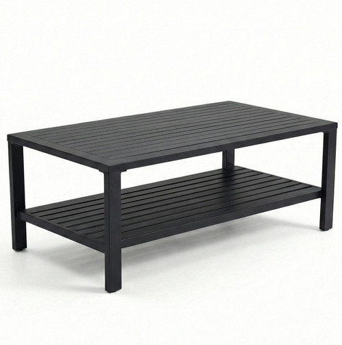 Royal Teak Barcelona Aluminum Coffee Table with Shelf