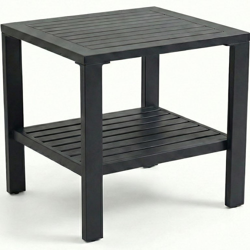 Royal Teak Barcelona  Aluminum Side Table with Shelf