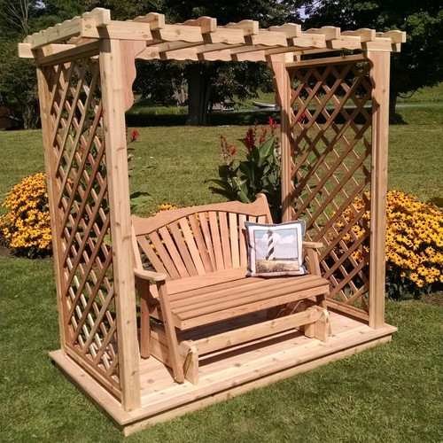 covington-cedar-garden-arbor-with-deck-and-glider-multiple-sizes