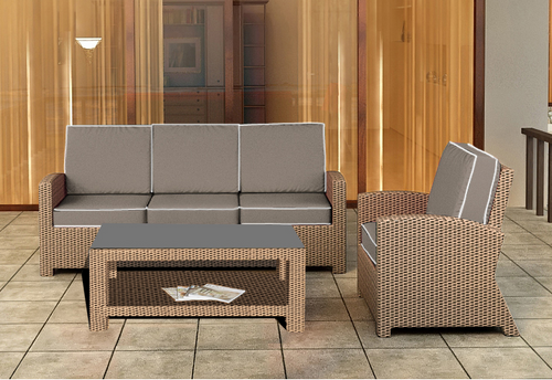 Wicker Forever Patio 3 Pc Barbados Sofa Seating Set