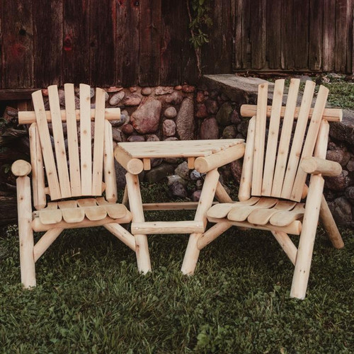 Rustic White Cedar Log Tete-A-Tete Bench