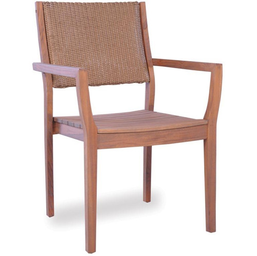 Lloyd Flanders Teak Dining Chair with Woven Back