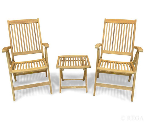 Regal Teak Folding Armchairs Set of 2 and Side Table