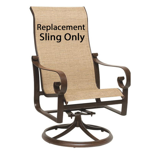 Woodard Furniture Belden Sling High Back Swivel Rocking Dining Armchair Replacement Sling