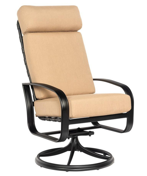 Woodard Furniture Aluminum Cayman Isle High Back Swivel Rocking Dining Arm Chair
