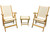 Regal Teak & Sling Folding Armchair and Ottoman Lounge Set - Cream Color