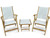 Regal Teak & Sling Folding Dining Armchair and Ottoman Lounge Set - White Color
