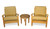 Regal Teak Set of 2 Teak Club Lounge Chairs & Side Table