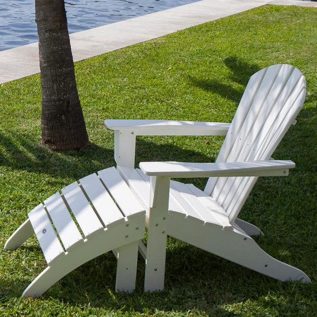 Polywood South Beach Adirondack Ottoman In Schiefergrau – Witterungsbeständiger Hocker Aus Recyceltem HDPE, 20 Jahre Garantie