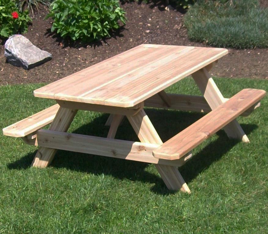 Kid's Cedar Picnic Table | Kid's Wood Bench Table